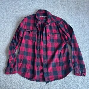 Mossimo Supply Co. Men's Red and Black Checkered Shirt